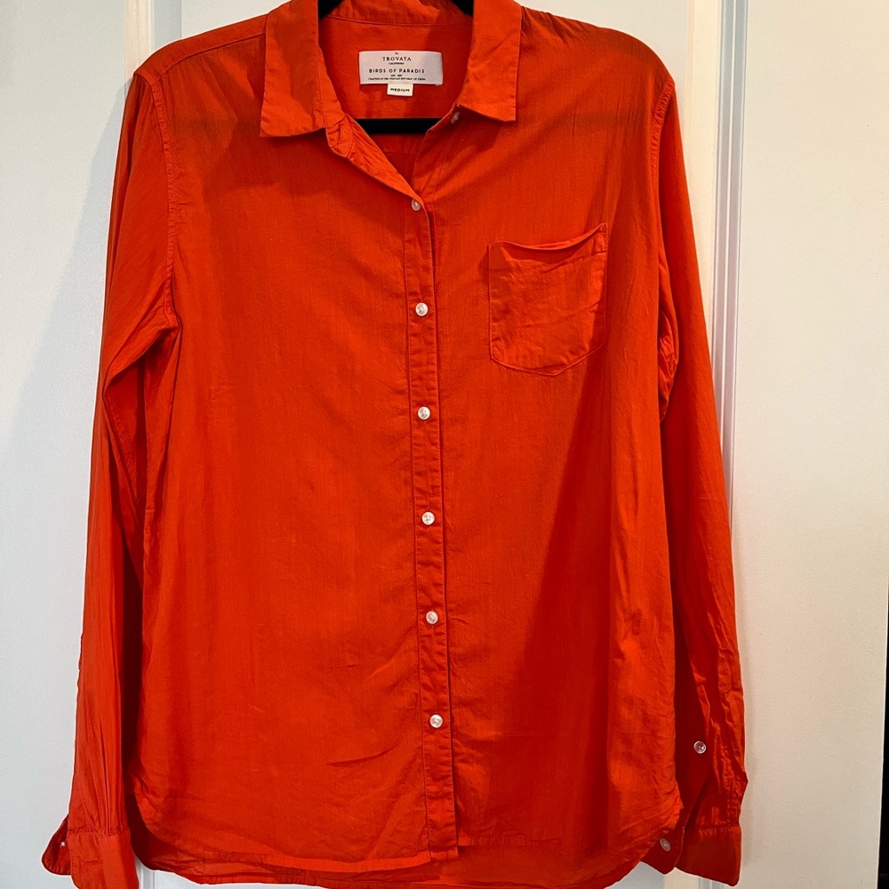 Trovata Bright Red Casual Button-Down Shirt